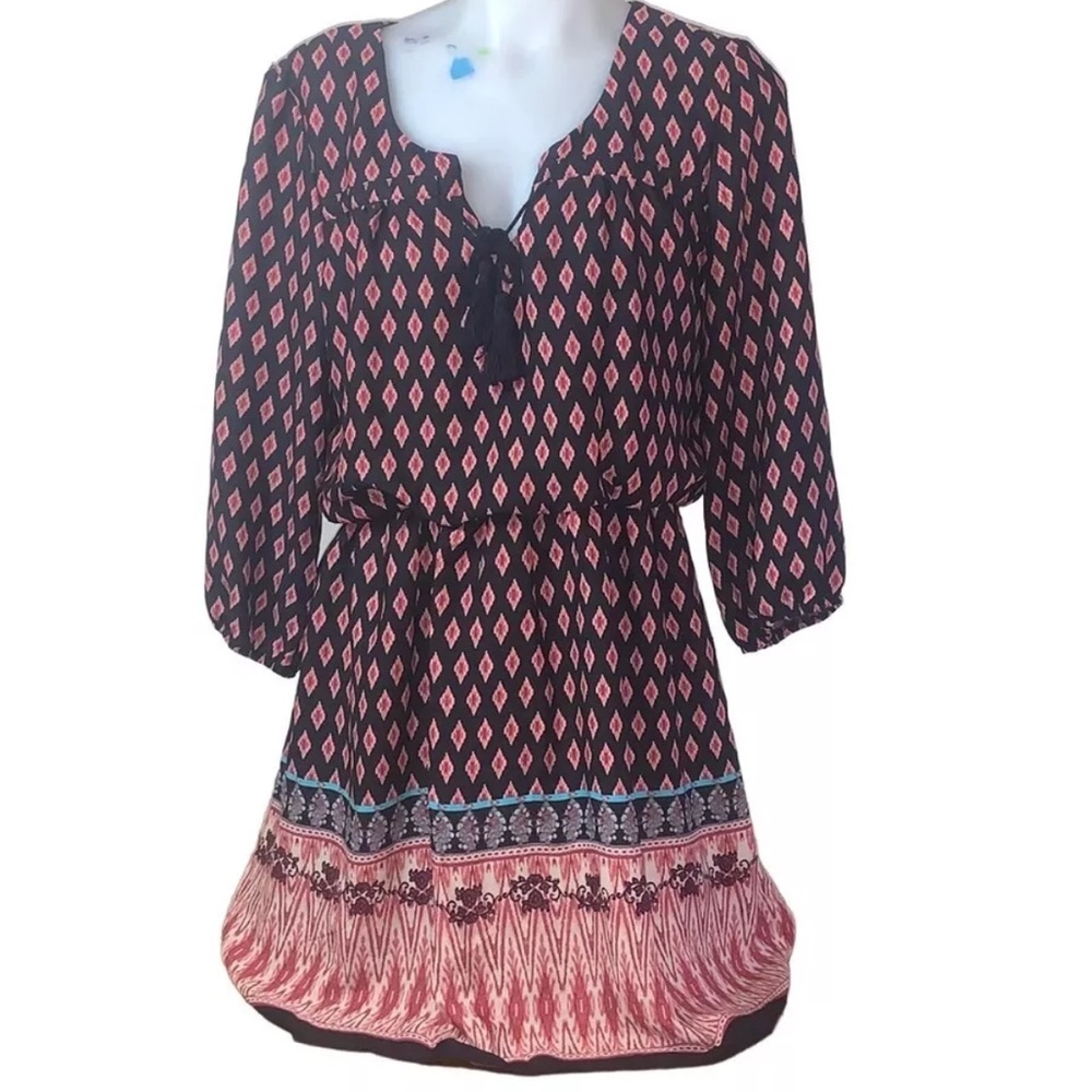 Lily Rose Boho Peasant Cowgirl Dress Tassle Closure Lined S